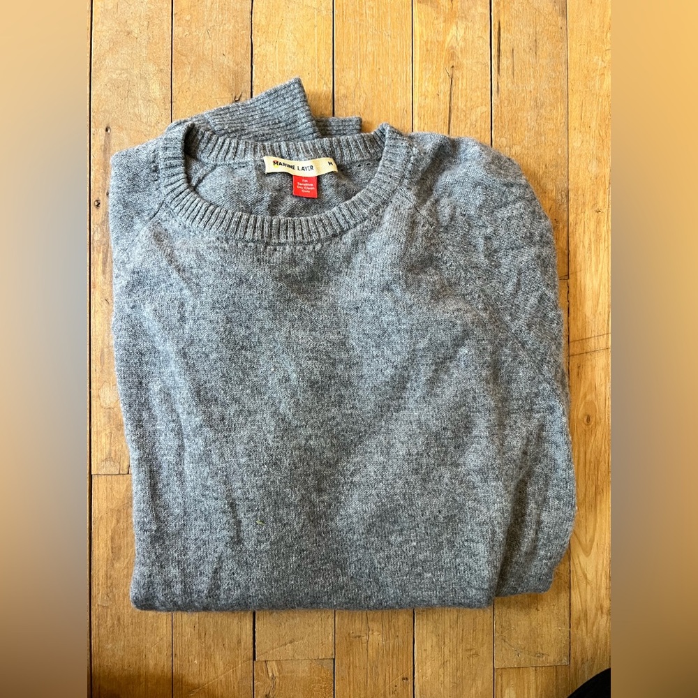 Marine Layer Maya Cashmere Swing Crew in Light Heather Grey